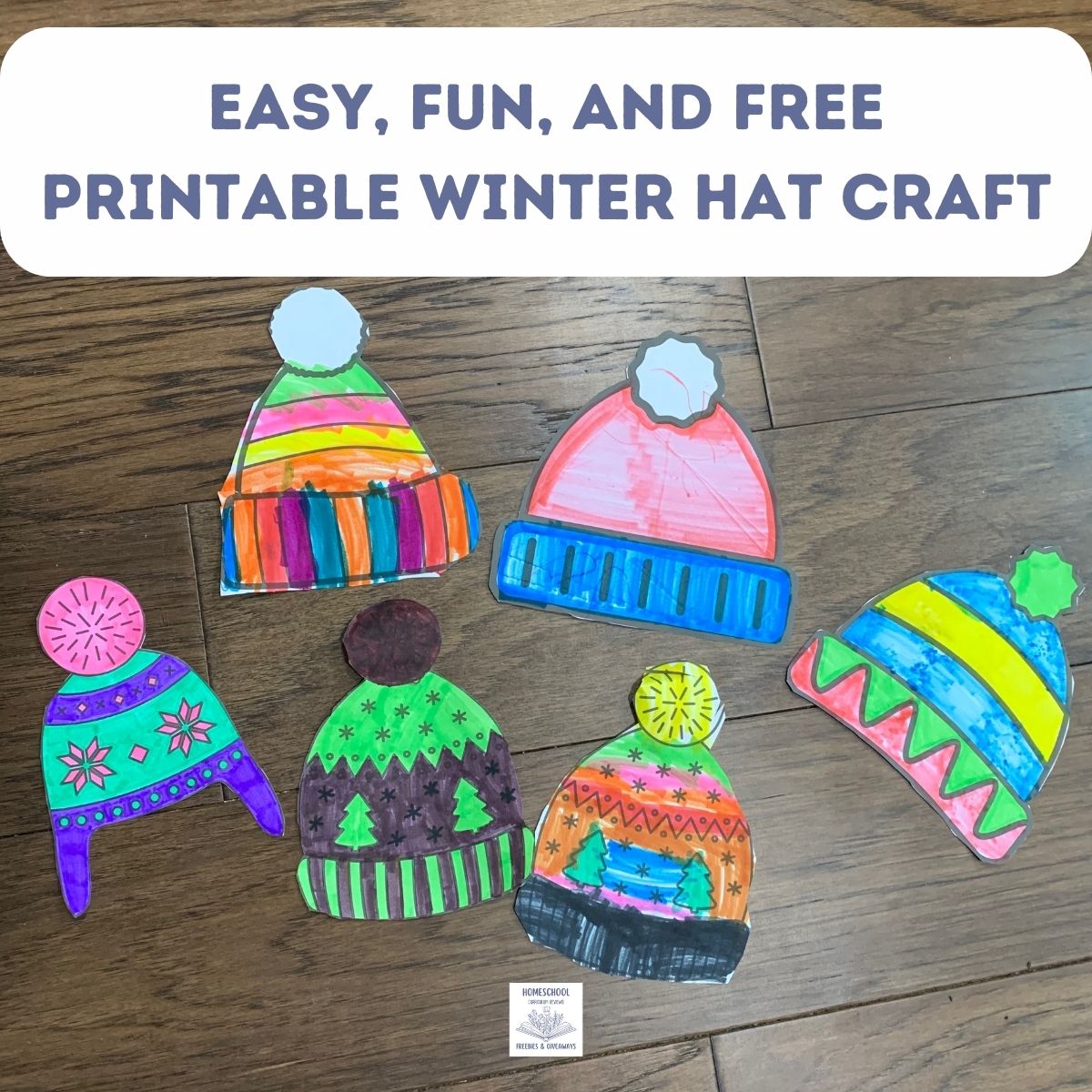 easy, fun and free winter hat printable craft - homeschool